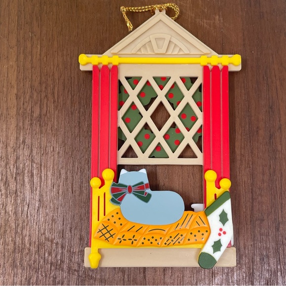 Vintage 80s Peekaboo Kitty Cat Window Ornament Hanging Decor - Picture 14 of 14